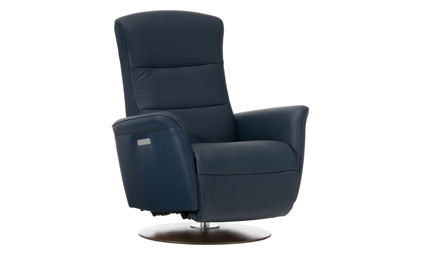 Blue recliner chair on a white background